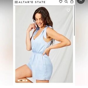 Altar'd State Sky Blue Sleeveless Romper